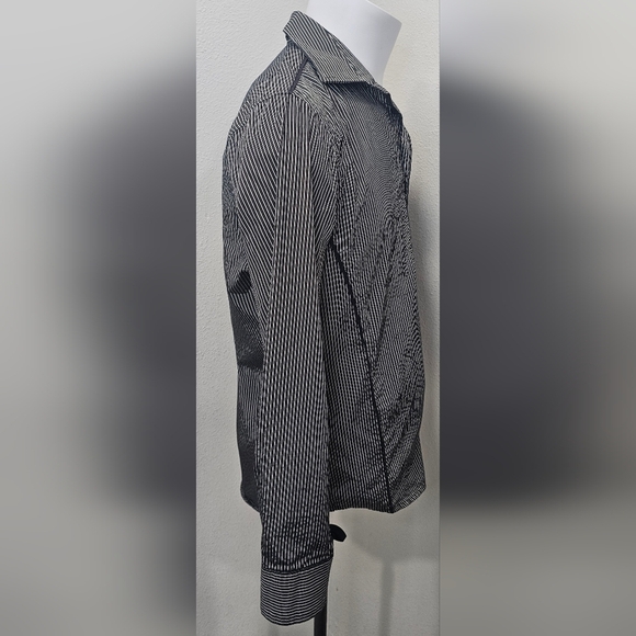 INC International Concepts Men’s Button Down Dress Shirt Black White Pinstripe M - Picture 5 of 12